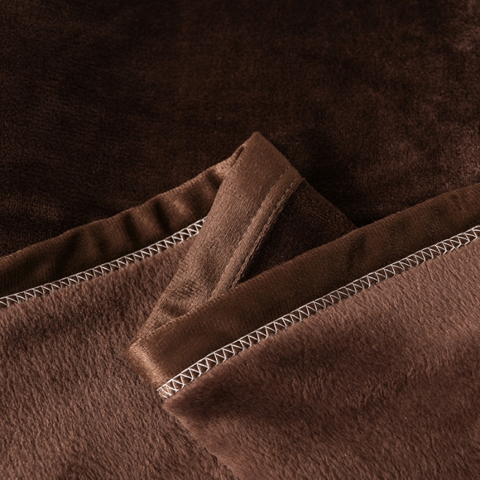 91家纺网 家纺一手货源 找家纺 仟人梦 2024新款纯色法莱绒毛毯多功能毛毯 咖啡