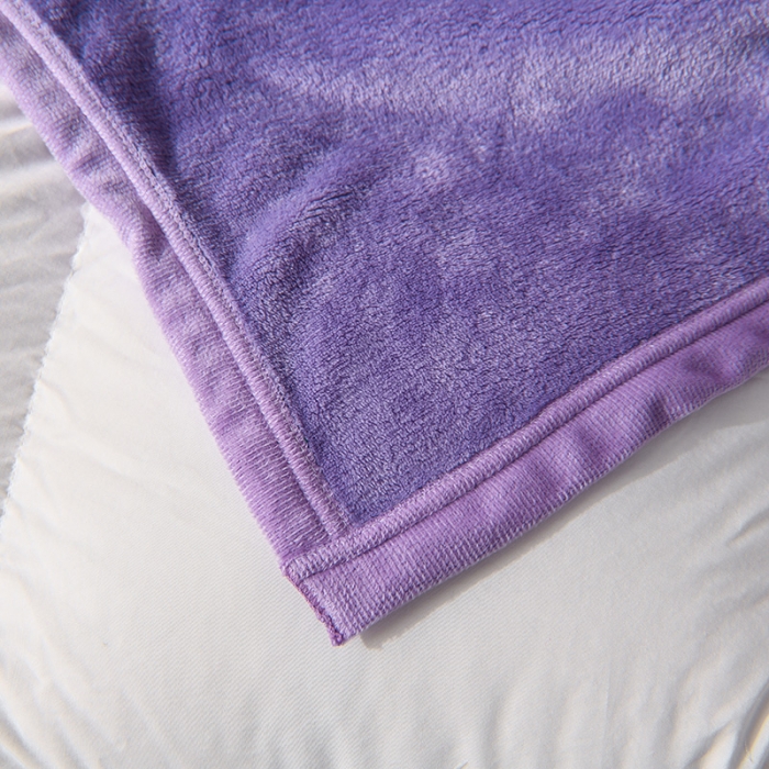 91家纺网 家纺一手货源 找家纺 仟人梦 2024新款纯色法莱绒毛毯多功能毛毯 浅紫色