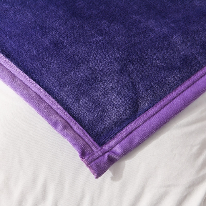 91家纺网 家纺一手货源 找家纺 仟人梦 2024新款纯色法莱绒毛毯多功能毛毯 深紫色