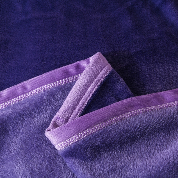 91家纺网 家纺一手货源 找家纺 仟人梦 2024新款纯色法莱绒毛毯多功能毛毯 深紫色