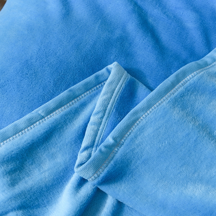 91家纺网 家纺一手货源 找家纺 仟人梦 2024新款纯色法莱绒毛毯多功能毛毯 天蓝色