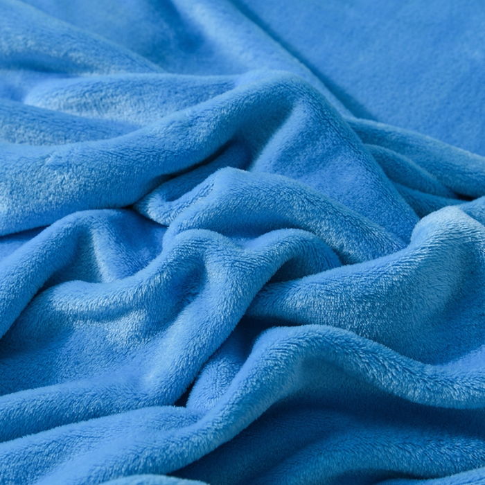 91家纺网 家纺一手货源 找家纺 仟人梦 2024新款纯色法莱绒毛毯多功能毛毯 天蓝色