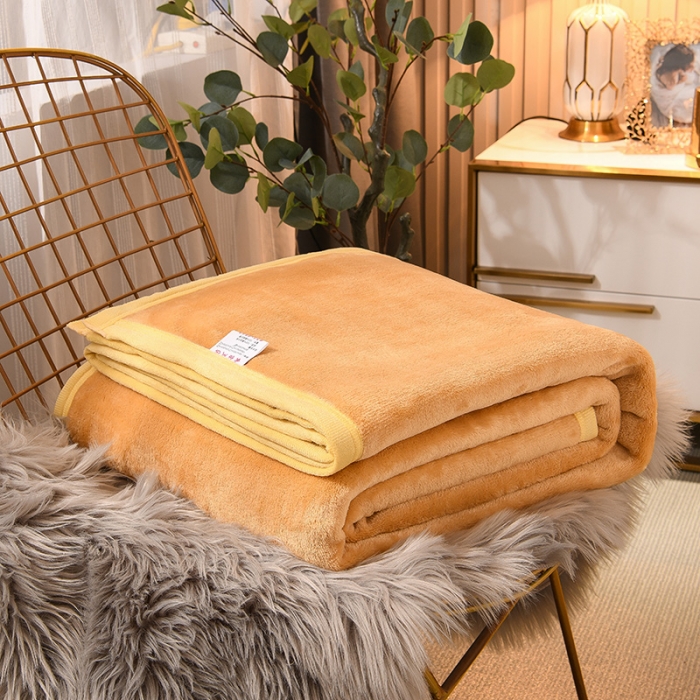 91家纺网 家纺一手货源 找家纺 仟人梦 2024新款纯色法莱绒毛毯多功能毛毯 驼色