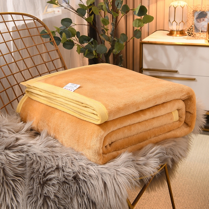 91家纺网 家纺一手货源 找家纺 仟人梦 2024新款纯色法莱绒毛毯多功能毛毯 驼色