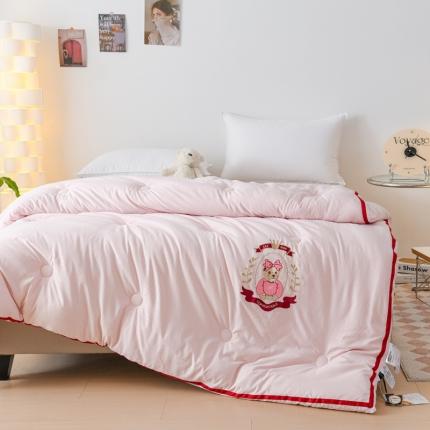 91家纺网 家纺一手货源 找家纺 丽卡家纺 2023新款澳棉提花大豆纤维冬被-欢欢喜喜 欢欢-粉