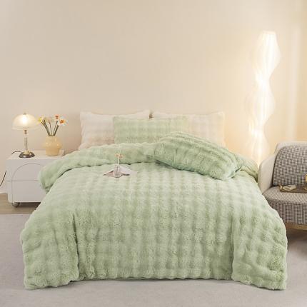 91家纺网 家纺一手货源 找家纺 (总) 畅畅家纺 2023新款加厚AB版大泡泡绒皮草兔毛四件套