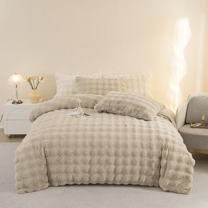 91家纺网 家纺一手货源 找家纺 (总) 畅畅家纺 2023新款加厚AB版大泡泡绒皮草兔毛四件套