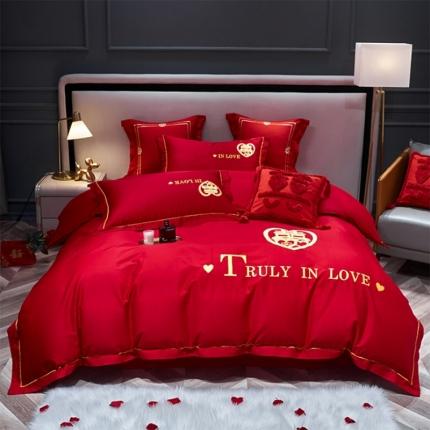 91家纺网 家纺一手货源 找家纺 （总）用心 2023新款婚庆绣花款套件婚庆多件套