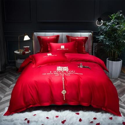 91家纺网 家纺一手货源 找家纺 （总）用心 2023新款婚庆绣花款套件婚庆多件套