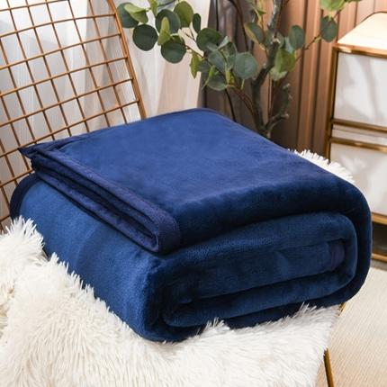 仟人梦 2024新款纯色法莱绒毛毯多功能毛毯 藏青