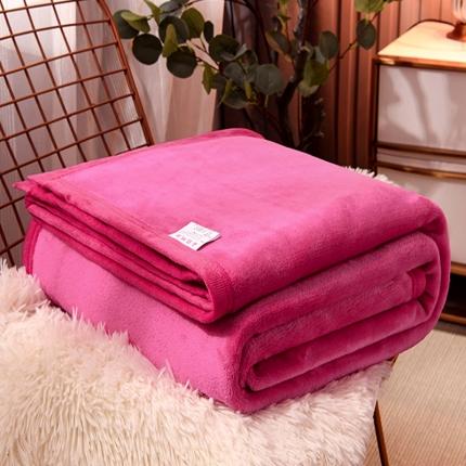 仟人梦 2024新款纯色法莱绒毛毯多功能毛毯 玫红色