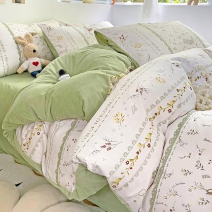 91家纺网 家纺一手货源 找家纺 总盛馨2023秋冬棉加绒13372全棉宝宝绒牛奶绒床单床笠保暖绒四件套