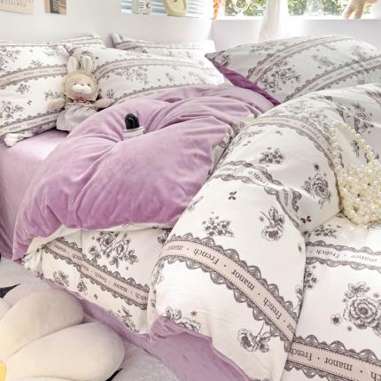 91家纺网 家纺一手货源 找家纺 总盛馨2023秋冬棉加绒13372全棉宝宝绒牛奶绒床单床笠保暖绒四件套