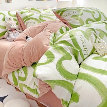 91家纺网 家纺一手货源 找家纺 总盛馨2023秋冬棉加绒13372全棉宝宝绒牛奶绒床单床笠保暖绒四件套