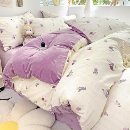 91家纺网 家纺一手货源 找家纺 总盛馨2023秋冬棉加绒13372全棉宝宝绒牛奶绒床单床笠保暖绒四件套