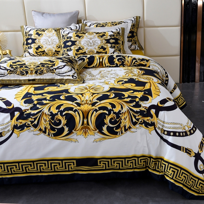 91家纺网 家纺一手货源 找家纺 爵仕家纺 2025新款高端100支臻品奢华长绒棉四件套 金色城邦