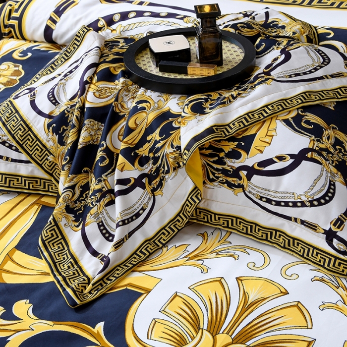 91家纺网 家纺一手货源 找家纺 爵仕家纺 2025新款高端100支臻品奢华长绒棉四件套 金色城邦