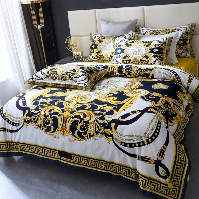 91家纺网 家纺一手货源 找家纺 爵仕家纺 2025新款高端100支臻品奢华长绒棉四件套 金色城邦