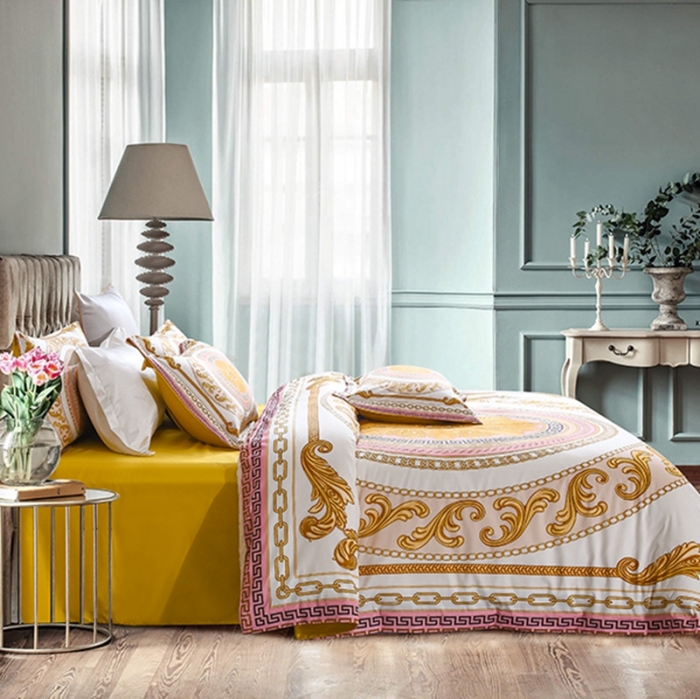 91家纺网 家纺一手货源 找家纺 爵仕家纺 2025新款高端100支臻品奢华长绒棉四件套 爵士花园