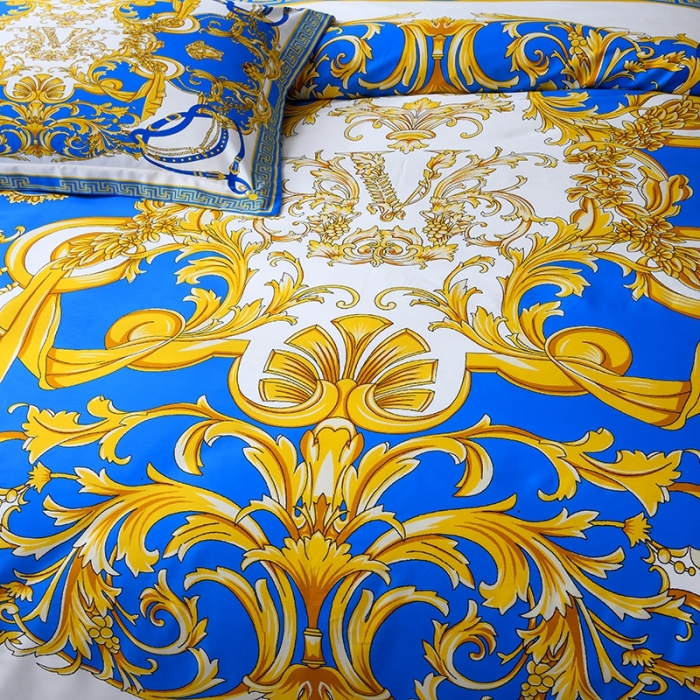 91家纺网 家纺一手货源 找家纺 爵仕家纺 2025新款高端100支臻品奢华长绒棉四件套 蓝调