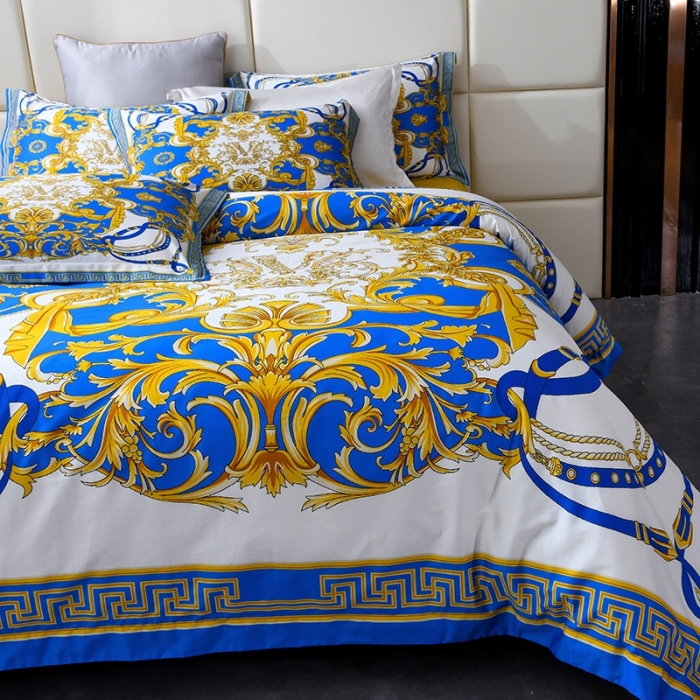 91家纺网 家纺一手货源 找家纺 爵仕家纺 2025新款高端100支臻品奢华长绒棉四件套 蓝调