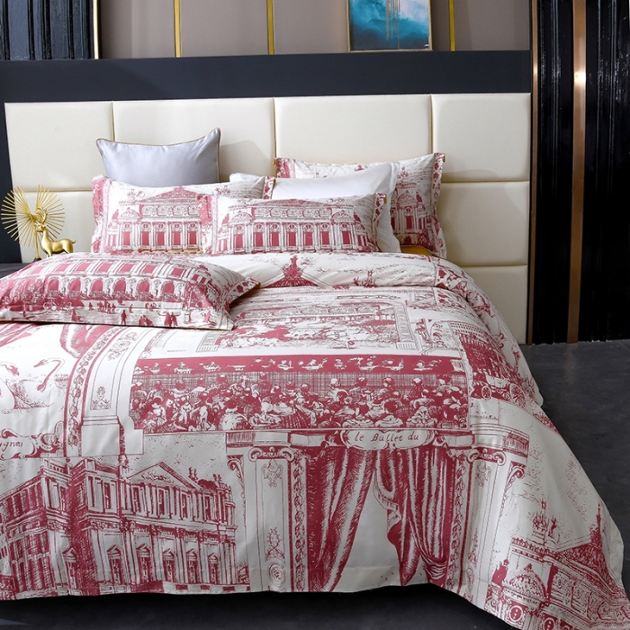 91家纺网 家纺一手货源 找家纺 爵仕家纺 2025新款高端100支臻品奢华长绒棉四件套 卢浮宫