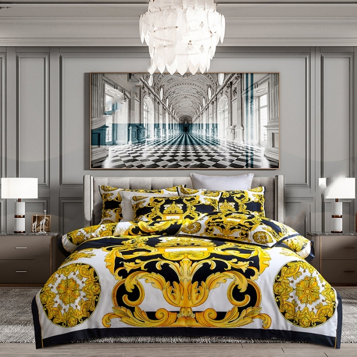 91家纺网 家纺一手货源 找家纺 爵仕家纺 2025新款高端100支臻品奢华长绒棉四件套 丘比特