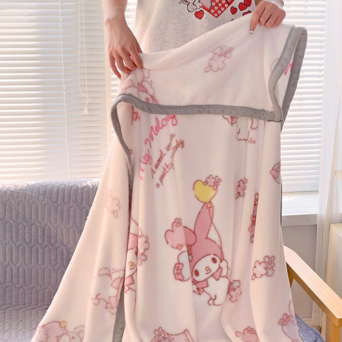 91家纺网 家纺一手货源 找家纺 海岛哥哥 2023新款双面牛奶绒盖毯正版三丽鸥授权系列毛毯 甜心美乐蒂