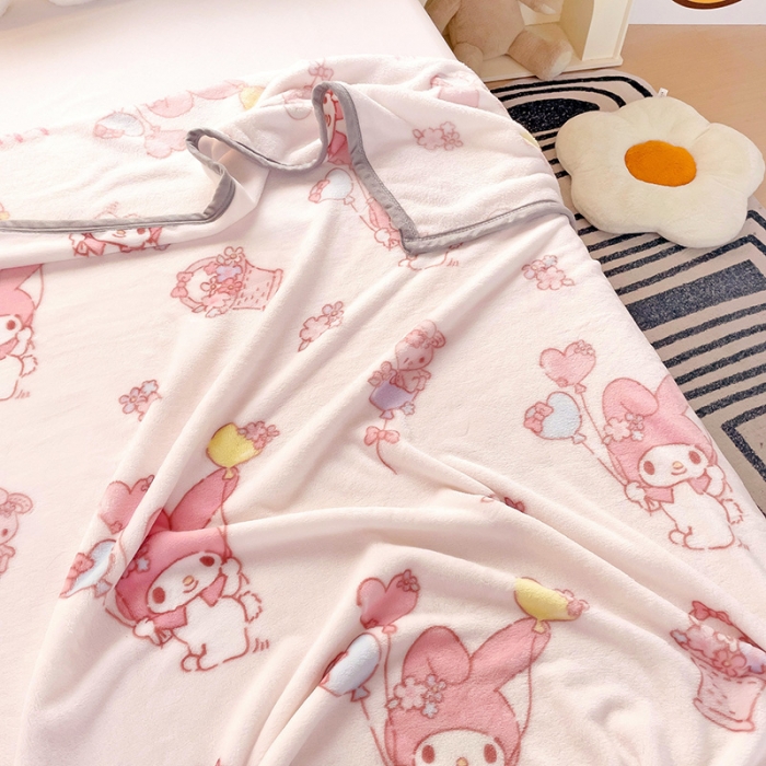 91家纺网 家纺一手货源 找家纺 海岛哥哥 2023新款双面牛奶绒盖毯正版三丽鸥授权系列毛毯 甜心美乐蒂