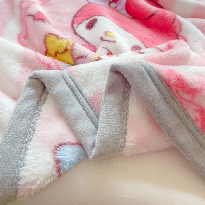 91家纺网 家纺一手货源 找家纺 海岛哥哥 2023新款双面牛奶绒盖毯正版三丽鸥授权系列毛毯 条纹美乐蒂