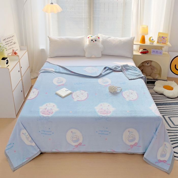 91家纺网 家纺一手货源 找家纺 海岛哥哥 2023新款双面牛奶绒盖毯正版三丽鸥授权系列毛毯 玉桂狗