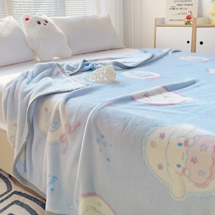 91家纺网 家纺一手货源 找家纺 海岛哥哥 2023新款双面牛奶绒盖毯正版三丽鸥授权系列毛毯 玉桂狗