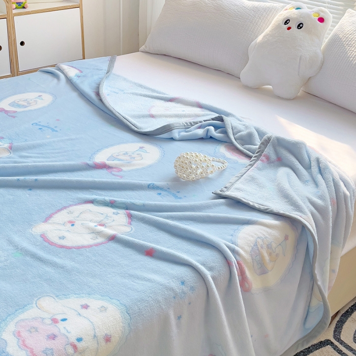 91家纺网 家纺一手货源 找家纺 海岛哥哥 2023新款双面牛奶绒盖毯正版三丽鸥授权系列毛毯 玉桂狗