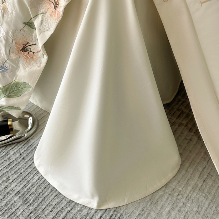 91家纺网 家纺一手货源 找家纺 宅家居 2024轻奢小香风双面纯棉长绒棉四件套 香奈百合-奶白