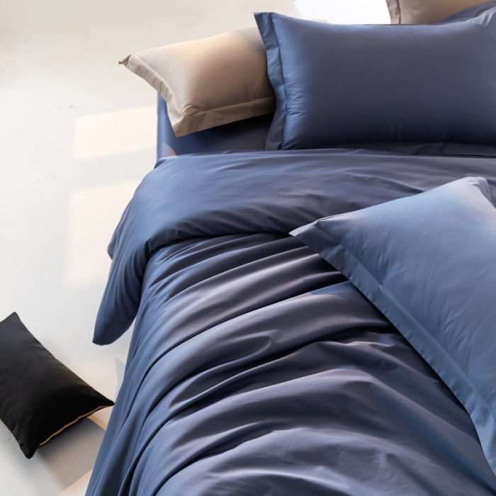 91家纺网 家纺一手货源 找家纺 轩和 2024新款70支埃及匹马棉纯色四件套床笠床单款5个尺寸不断货 珐琅蓝