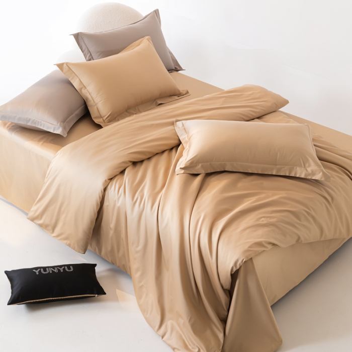91家纺网 家纺一手货源 找家纺 轩和 2024新款70支埃及匹马棉纯色四件套床笠床单款5个尺寸不断货 浮光金