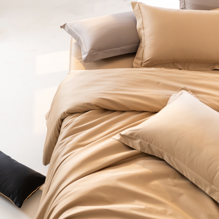 91家纺网 家纺一手货源 找家纺 轩和 2024新款70支埃及匹马棉纯色四件套床笠床单款5个尺寸不断货 浮光金