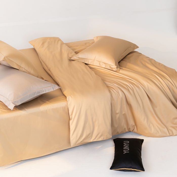 91家纺网 家纺一手货源 找家纺 轩和 2024新款70支埃及匹马棉纯色四件套床笠床单款5个尺寸不断货 浮光金