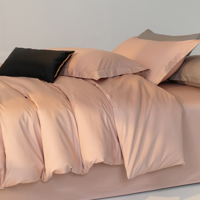 91家纺网 家纺一手货源 找家纺 轩和 2024新款70支埃及匹马棉纯色四件套床笠床单款5个尺寸不断货 画眉粉