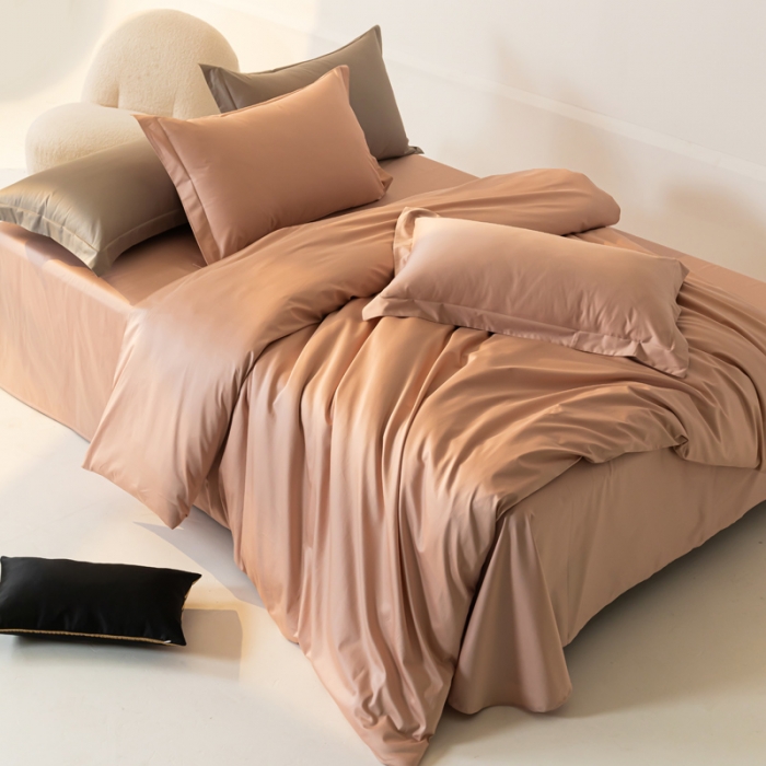 91家纺网 家纺一手货源 找家纺 轩和 2024新款70支埃及匹马棉纯色四件套床笠床单款5个尺寸不断货 画眉粉