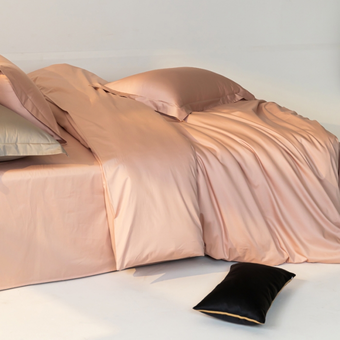 91家纺网 家纺一手货源 找家纺 轩和 2024新款70支埃及匹马棉纯色四件套床笠床单款5个尺寸不断货 画眉粉