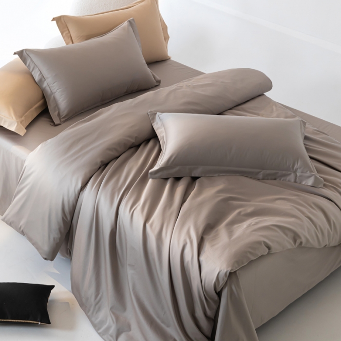 91家纺网 家纺一手货源 找家纺 轩和 2024新款70支埃及匹马棉纯色四件套床笠床单款5个尺寸不断货 锦缎灰