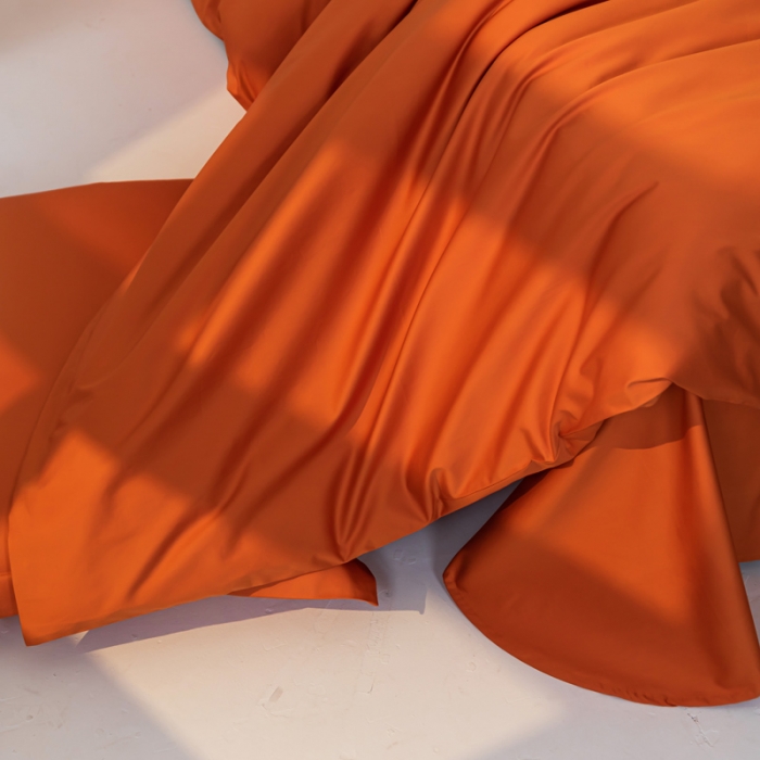 91家纺网 家纺一手货源 找家纺 轩和 2024新款70支埃及匹马棉纯色四件套床笠床单款5个尺寸不断货 玛仕橙