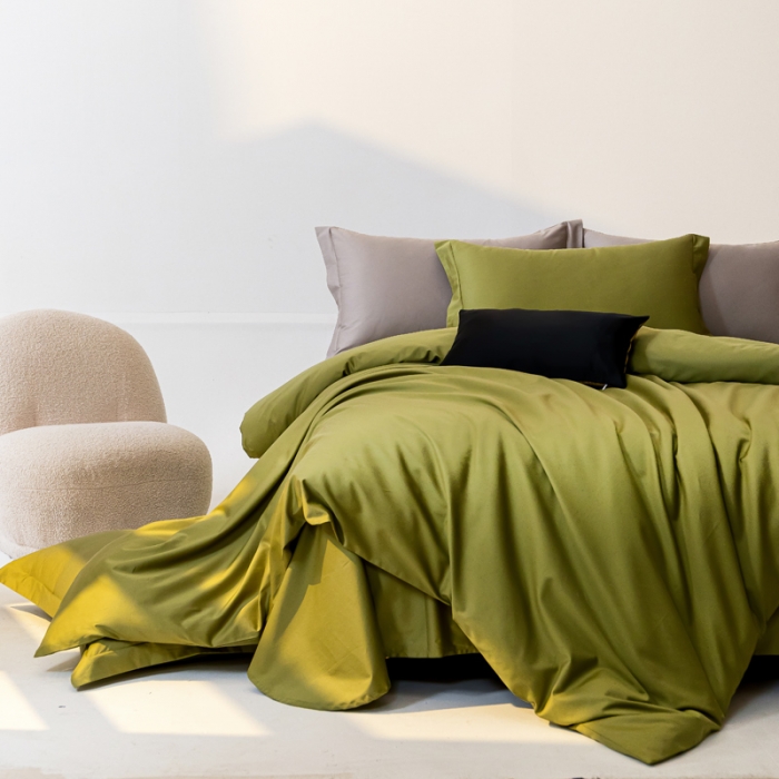 91家纺网 家纺一手货源 找家纺 轩和 2024新款70支埃及匹马棉纯色四件套床笠床单款5个尺寸不断货 韶华绿