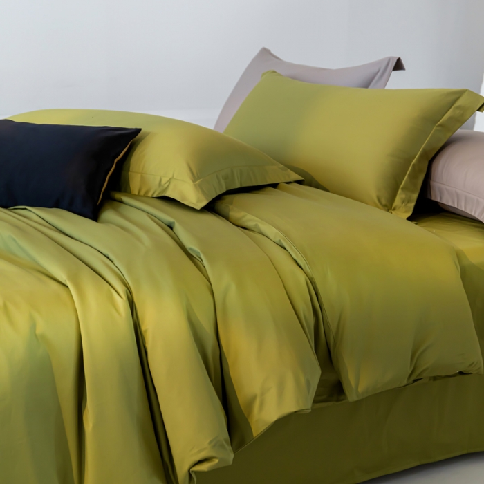 91家纺网 家纺一手货源 找家纺 轩和 2024新款70支埃及匹马棉纯色四件套床笠床单款5个尺寸不断货 韶华绿