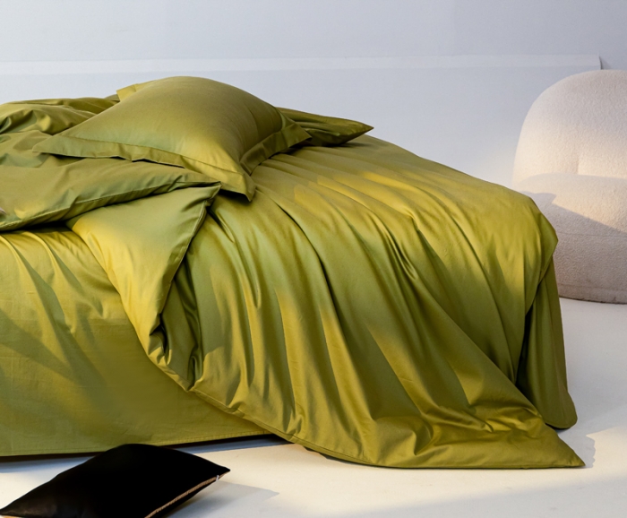 91家纺网 家纺一手货源 找家纺 轩和 2024新款70支埃及匹马棉纯色四件套床笠床单款5个尺寸不断货 韶华绿