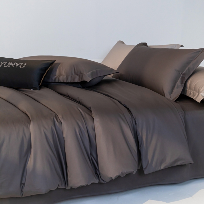 91家纺网 家纺一手货源 找家纺 轩和 2024新款70支埃及匹马棉纯色四件套床笠床单款5个尺寸不断货 影月黑