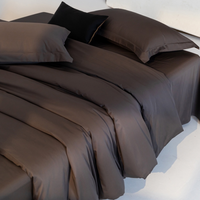 91家纺网 家纺一手货源 找家纺 轩和 2024新款70支埃及匹马棉纯色四件套床笠床单款5个尺寸不断货 影月黑