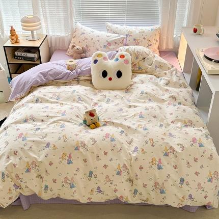 91家纺网 家纺一手货源 找家纺 昔可 2023新款全棉小清新兔子四件套 恐龙小兔