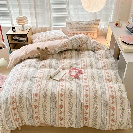 91家纺网 家纺一手货源 找家纺 昔可 2023新款全棉小清新兔子四件套 圈圈兔